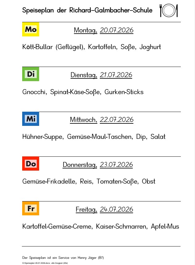 Speiseplan vom 20.7. bis 24.7.2026